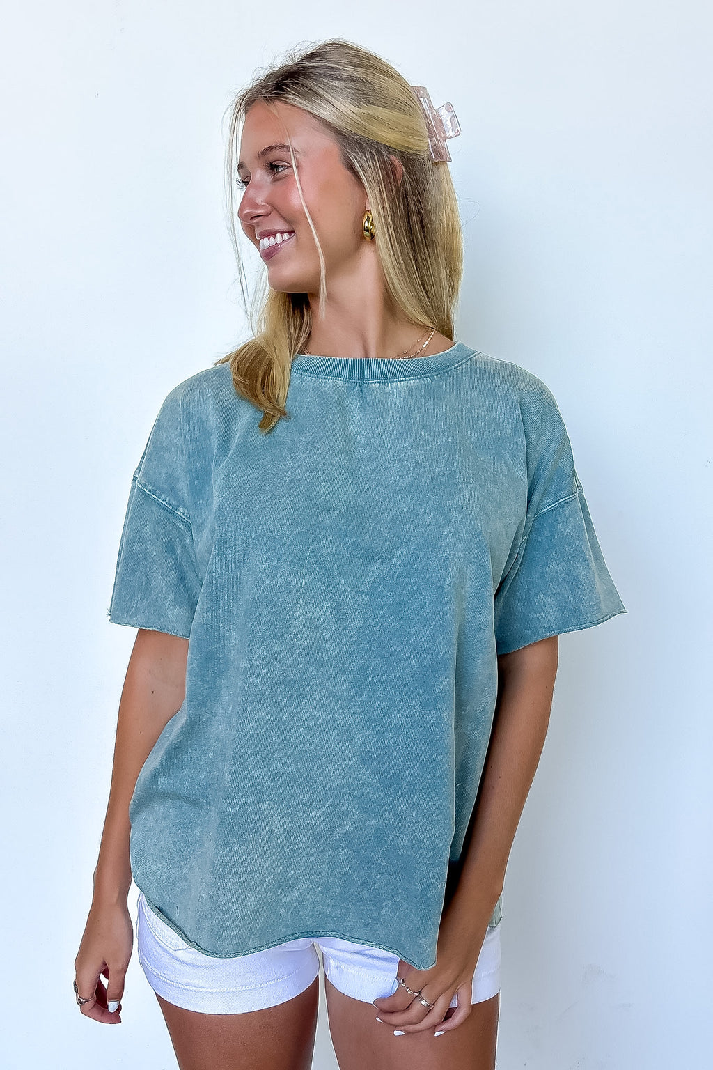 Serene Escapes Acid Wash Raw Edge Relaxed Fit Top - BACK IN STOCK - Madison and Mallory