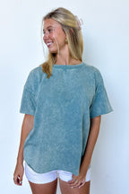 Serene Escapes Acid Wash Raw Edge Relaxed Fit Top - BACK IN STOCK - Madison and Mallory