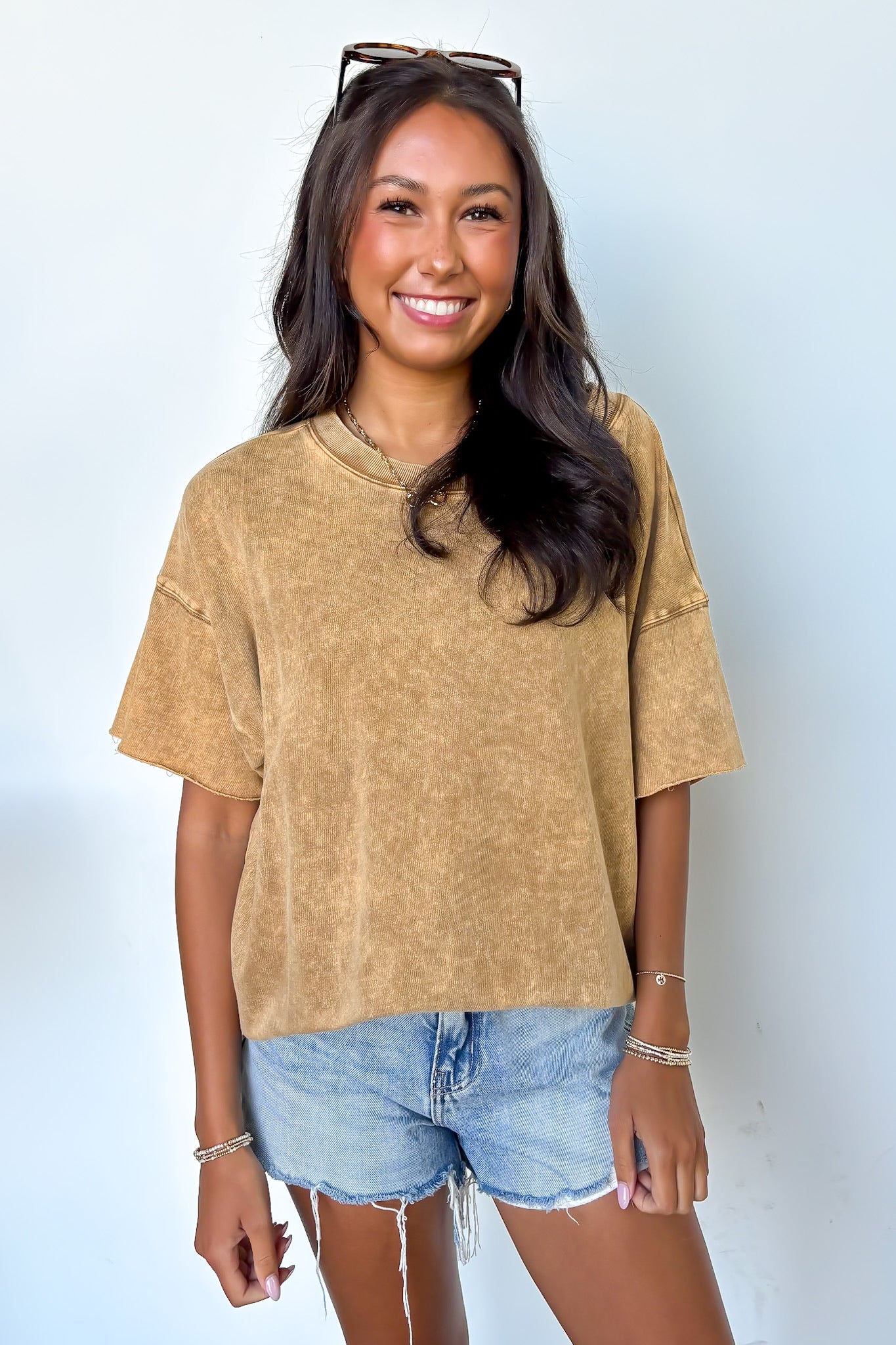 Serene Escapes Acid Wash Raw Edge Relaxed Fit Top - BACK IN STOCK