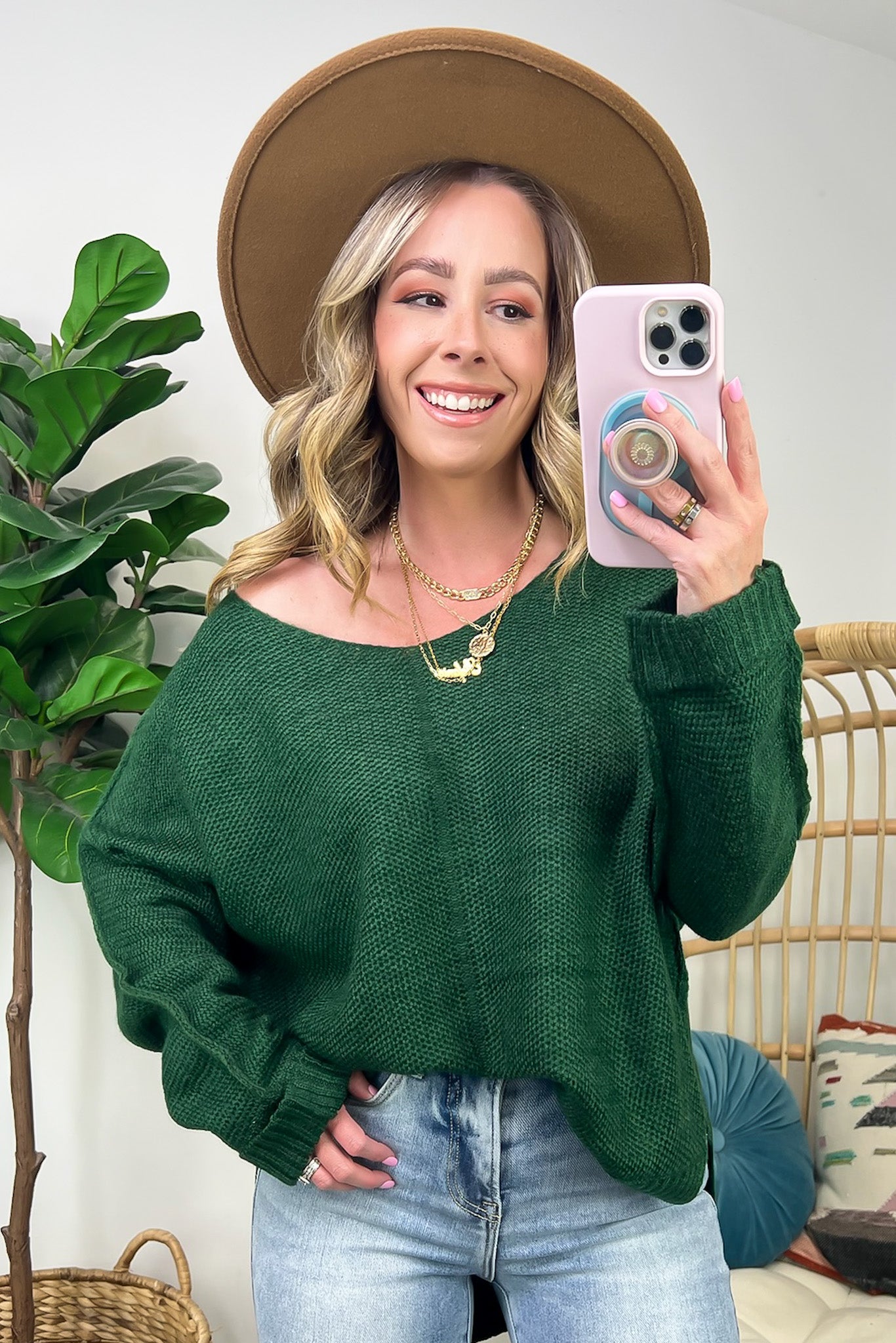 Pine Green / S Shaely High Low Knit Sweater - FINAL SALE - Madison and Mallory