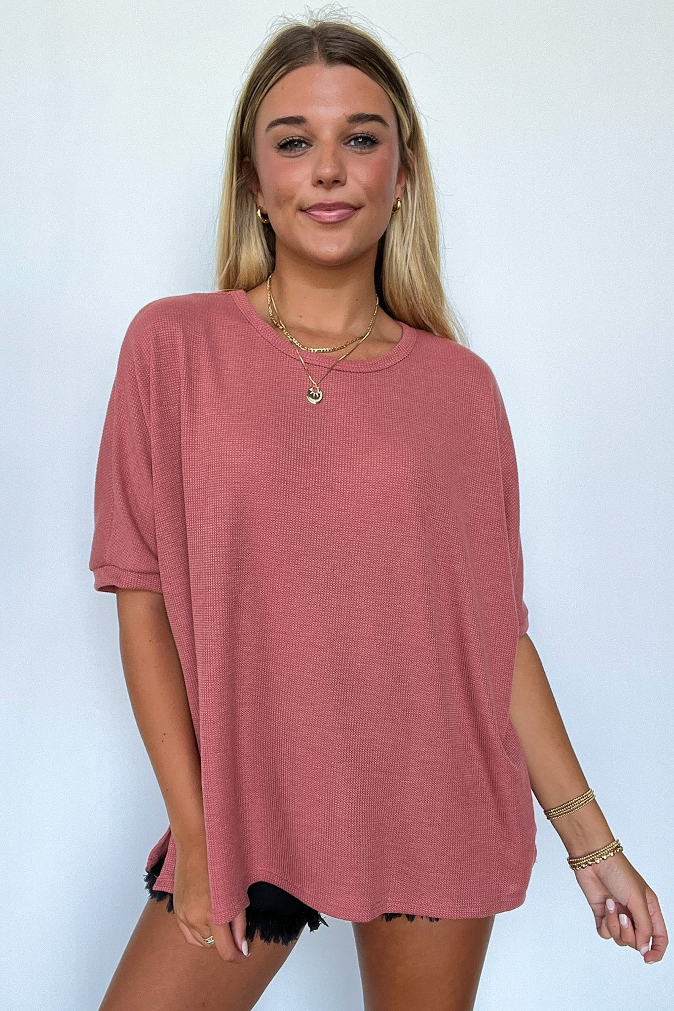  Shaina Oversized Thermal Knit Top - FINAL SALE - Madison and Mallory