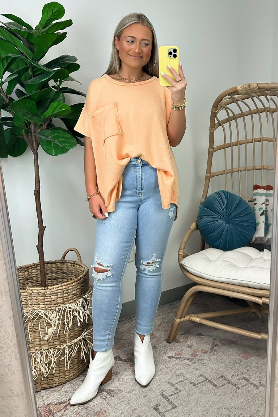  Shaniah Asymmetric Washed Pocket Tee - FINAL SALE - Madison and Mallory