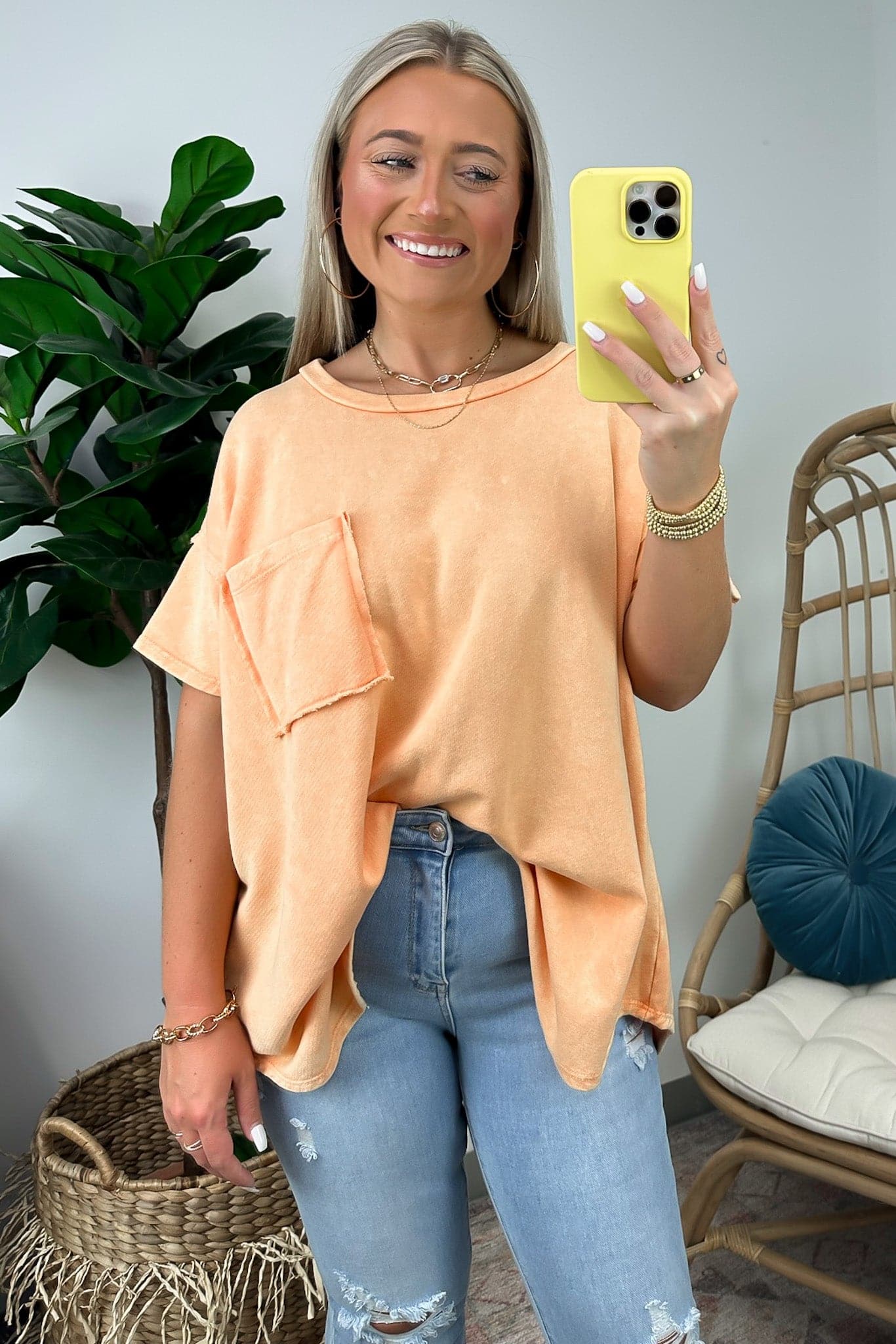  Shaniah Asymmetric Washed Pocket Tee - FINAL SALE - Madison and Mallory