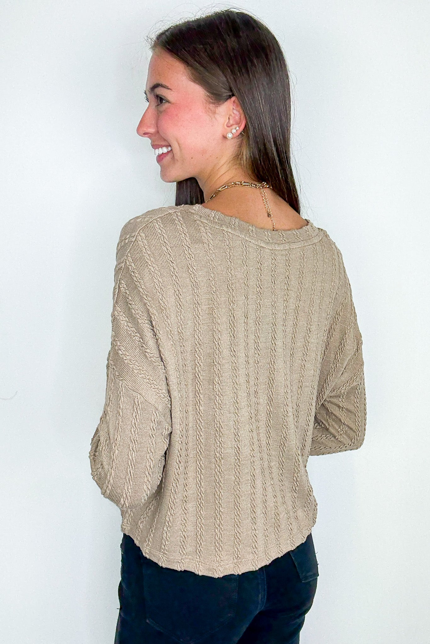 Shanie Cable Knit Banded Top - Madison and Mallory