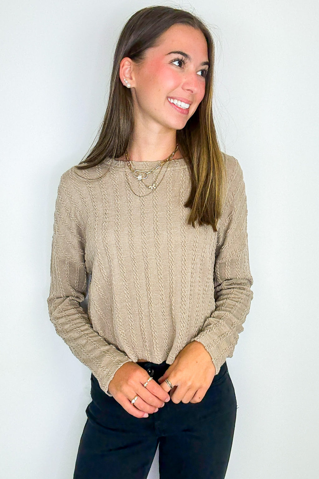 Shanie Cable Knit Banded Top - FINAL SALE - Madison and Mallory