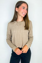 Shanie Cable Knit Banded Top - FINAL SALE - Madison and Mallory