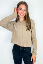 Shanie Cable Knit Banded Top - FINAL SALE - Madison and Mallory