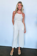 Shannon Smocked Tie Strap Jumpsuit - FINAL SALE - Madison and Mallory