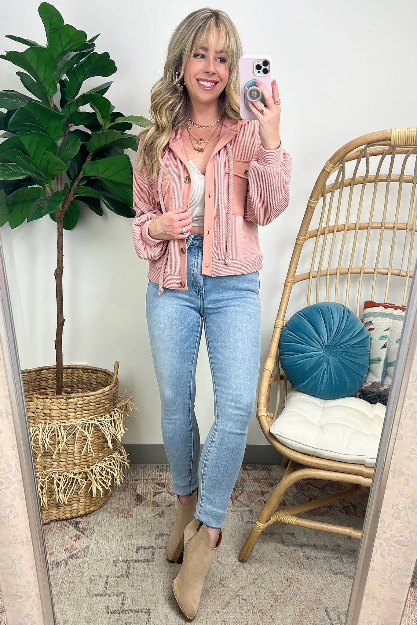  Sharnah Contrast Hooded Shacket - FINAL SALE - Madison and Mallory