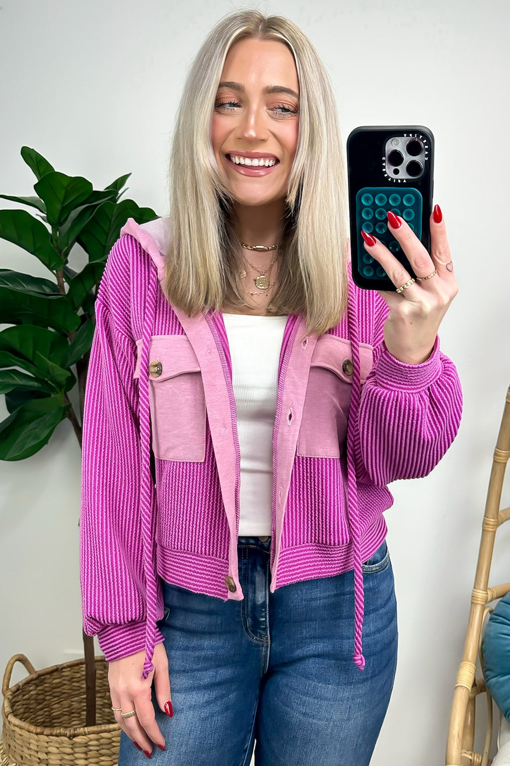  Sharnah Contrast Hooded Shacket - FINAL SALE - Madison and Mallory