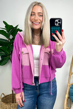  Sharnah Contrast Hooded Shacket - FINAL SALE - Madison and Mallory