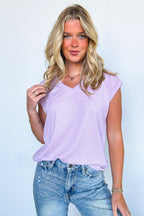 Lilac / S Sharon V-Neck Knit Top - FINAL SALE - Madison and Mallory