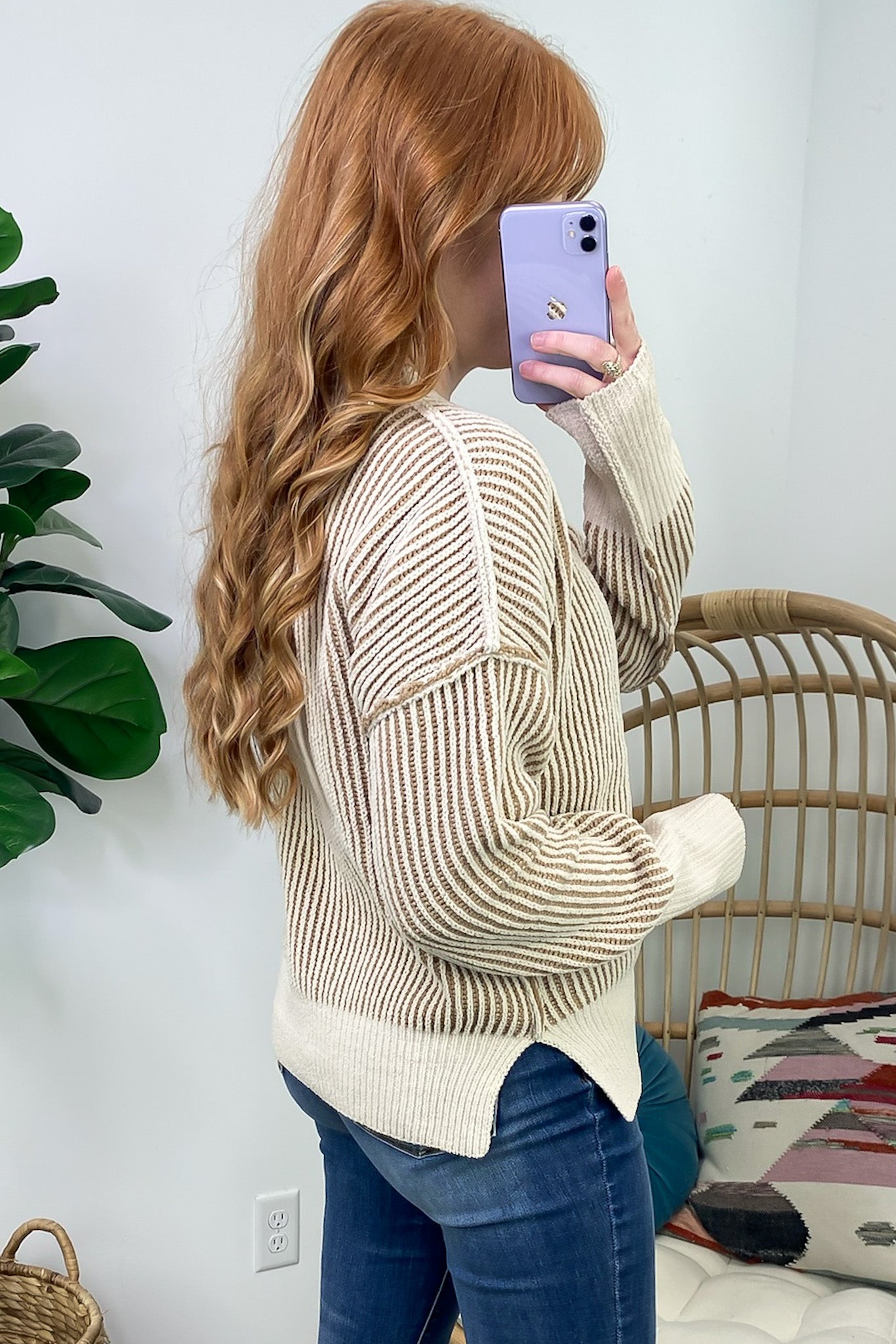 Shey Two Tone Knit Sweater