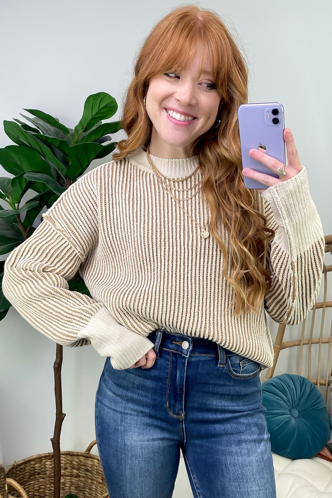 Cream / S Shey Two Tone Knit Sweater - FINAL SALE - Madison and Mallory