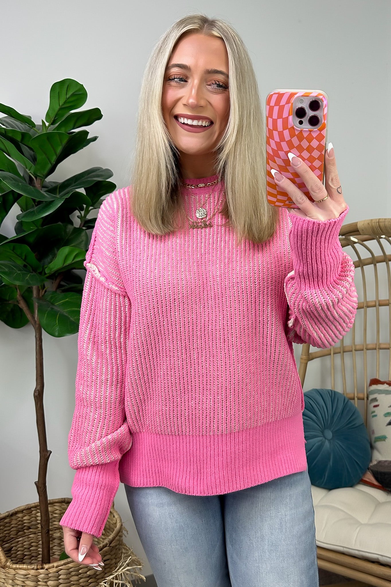Shey Two Tone Knit Sweater