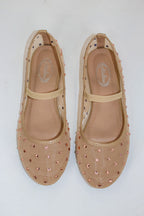 Beige / 5.5 Shimmer Step Mesh Ballet Flats - Madison and Mallory