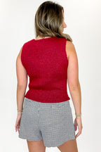 Shine & Stitch V-Neck Button Down Lurex Sweater Vest - FINAL SALE - Madison and Mallory