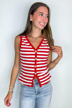 Shoreline Stripes Knit Button Front Tank - FINAL SALE - Madison and Mallory