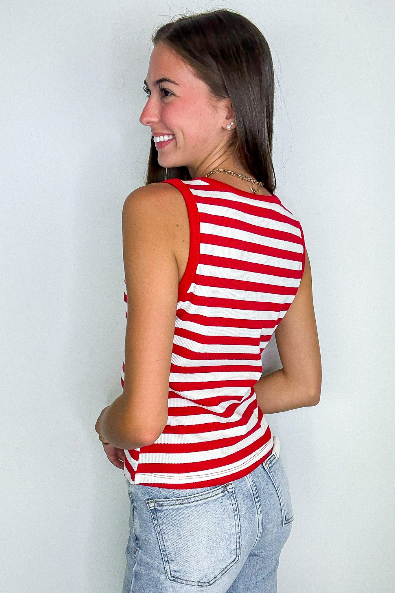 Shoreline Stripes Knit Button Front Tank - Madison and Mallory