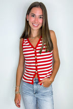 Shoreline Stripes Knit Button Front Tank - FINAL SALE - Madison and Mallory