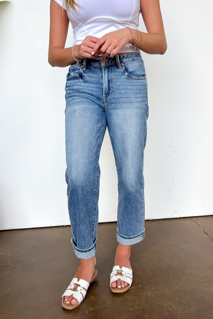 1 / Medium Signature Cuff Boyfriend Jeans - Madison and Mallory