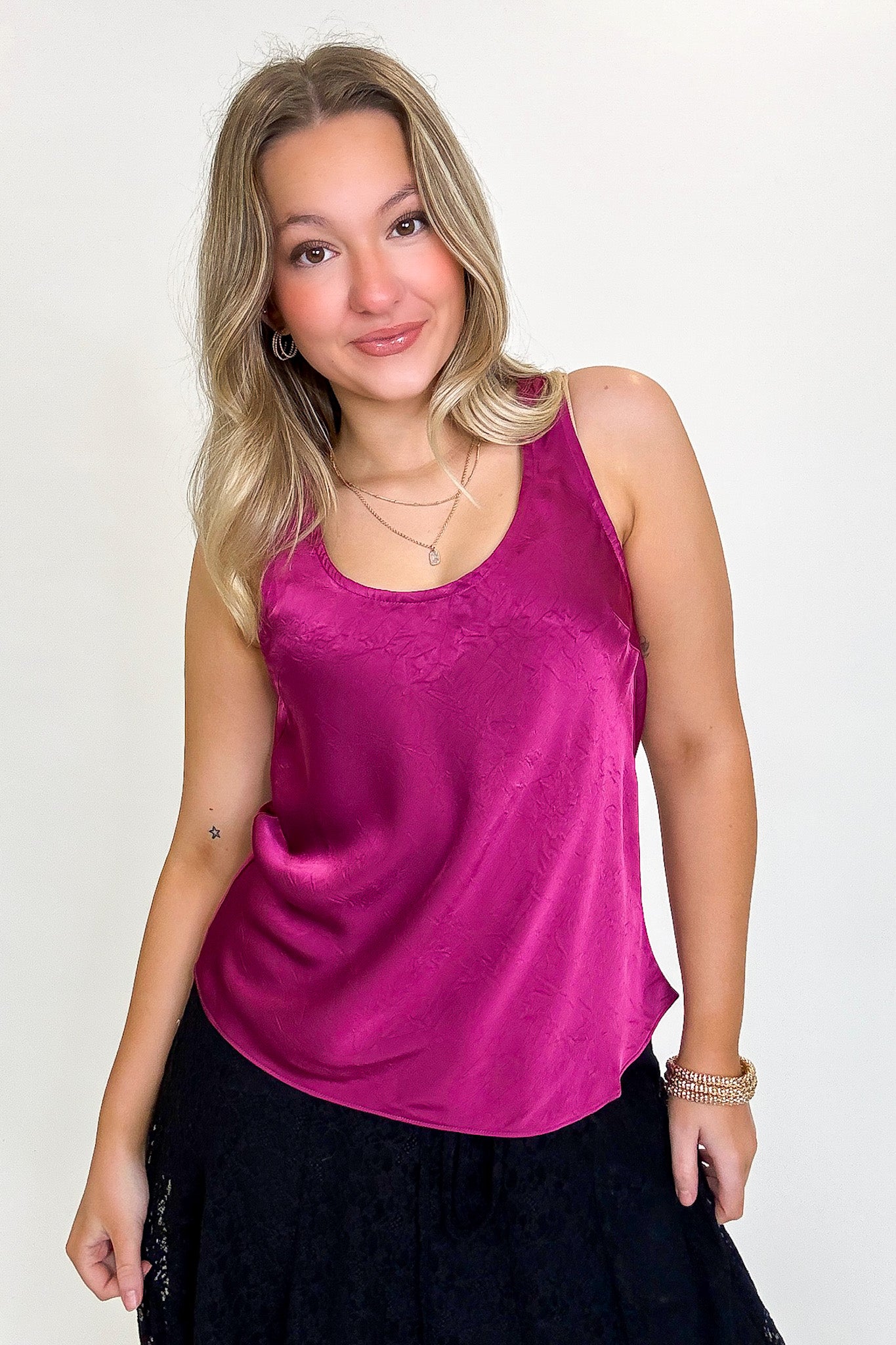 Silken Glow Satin Tank Top · Madison + Mallory