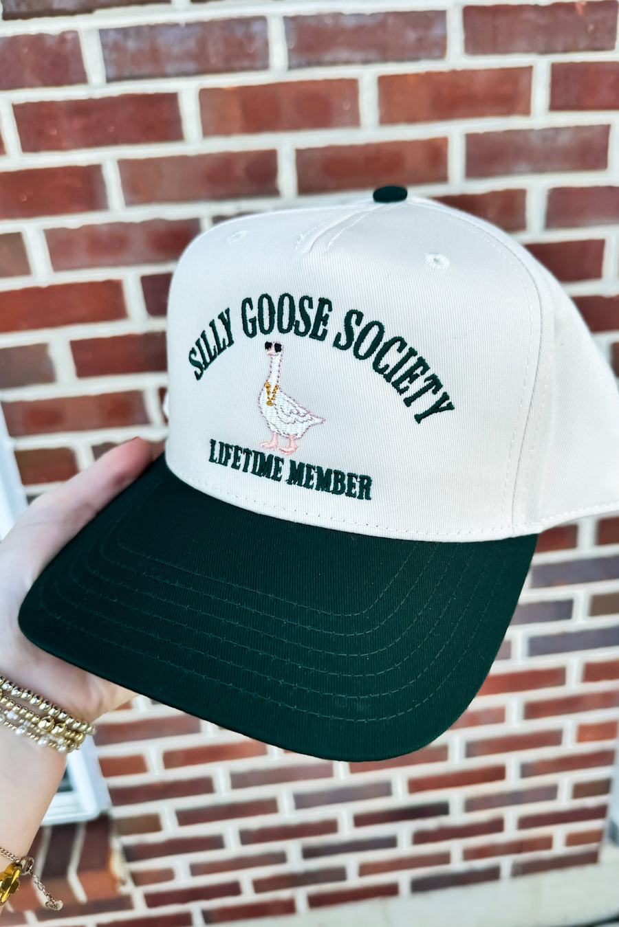 Green/Natural Silly Goose Society Graphic Snapback Hat - Madison and Mallory