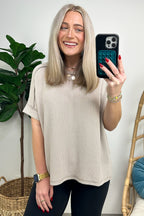  Simple Adoration Rib Knit Cuff Sleeve Raw Edge Top - BACK IN STOCK - Madison and Mallory