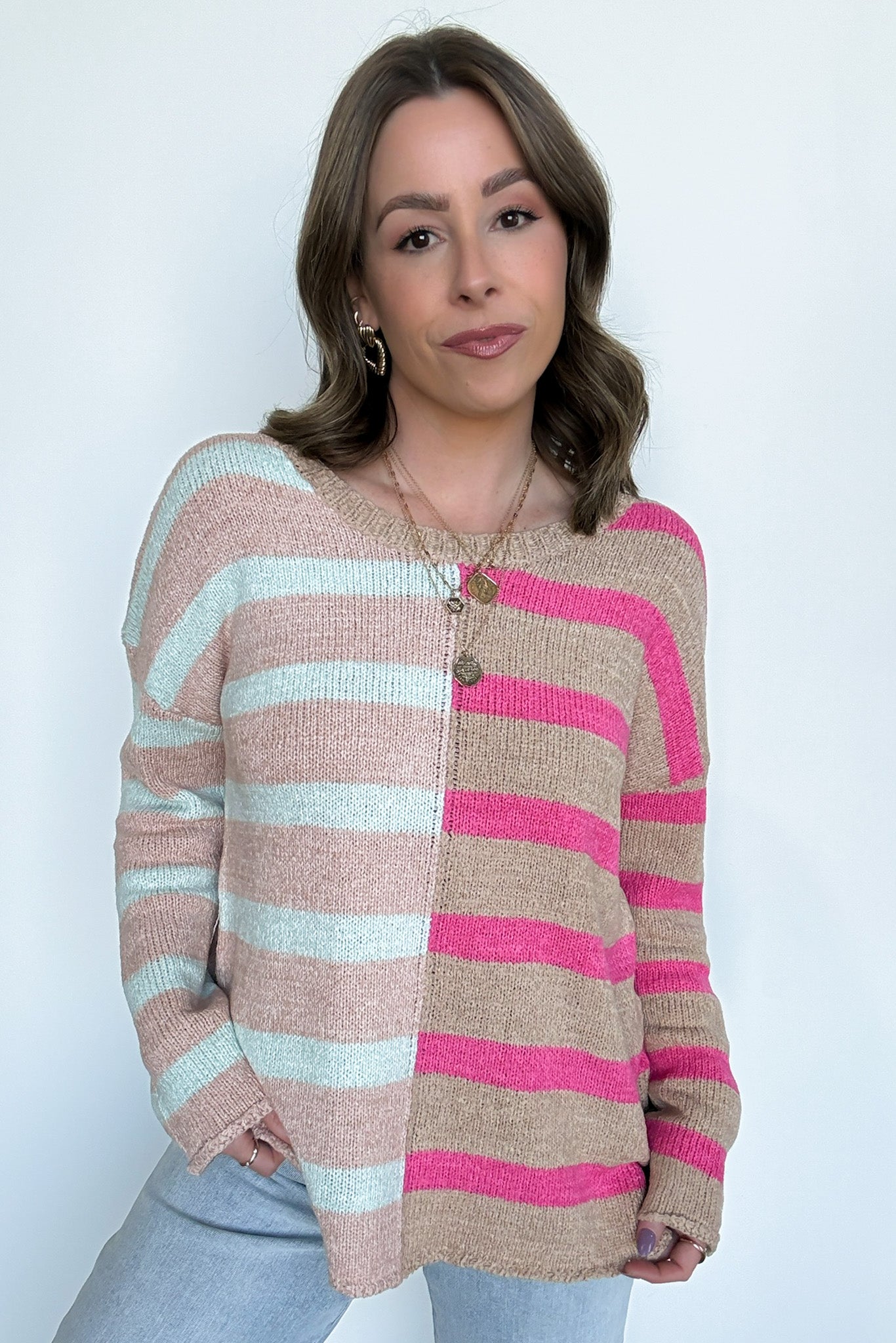  Simple Endeavor Color Block Striped Knit Sweater - Madison and Mallory