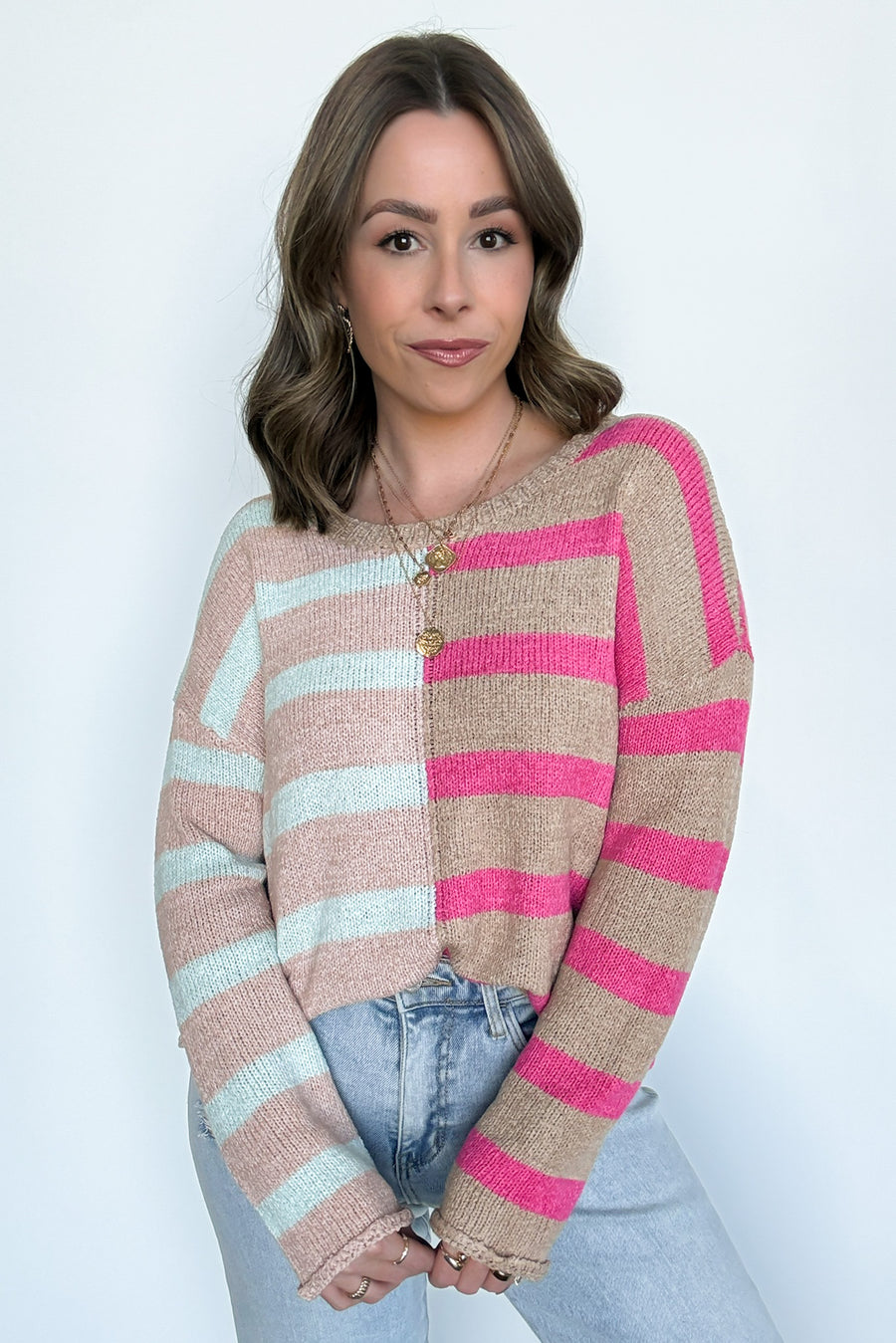  Simple Endeavor Color Block Striped Knit Sweater - Madison and Mallory