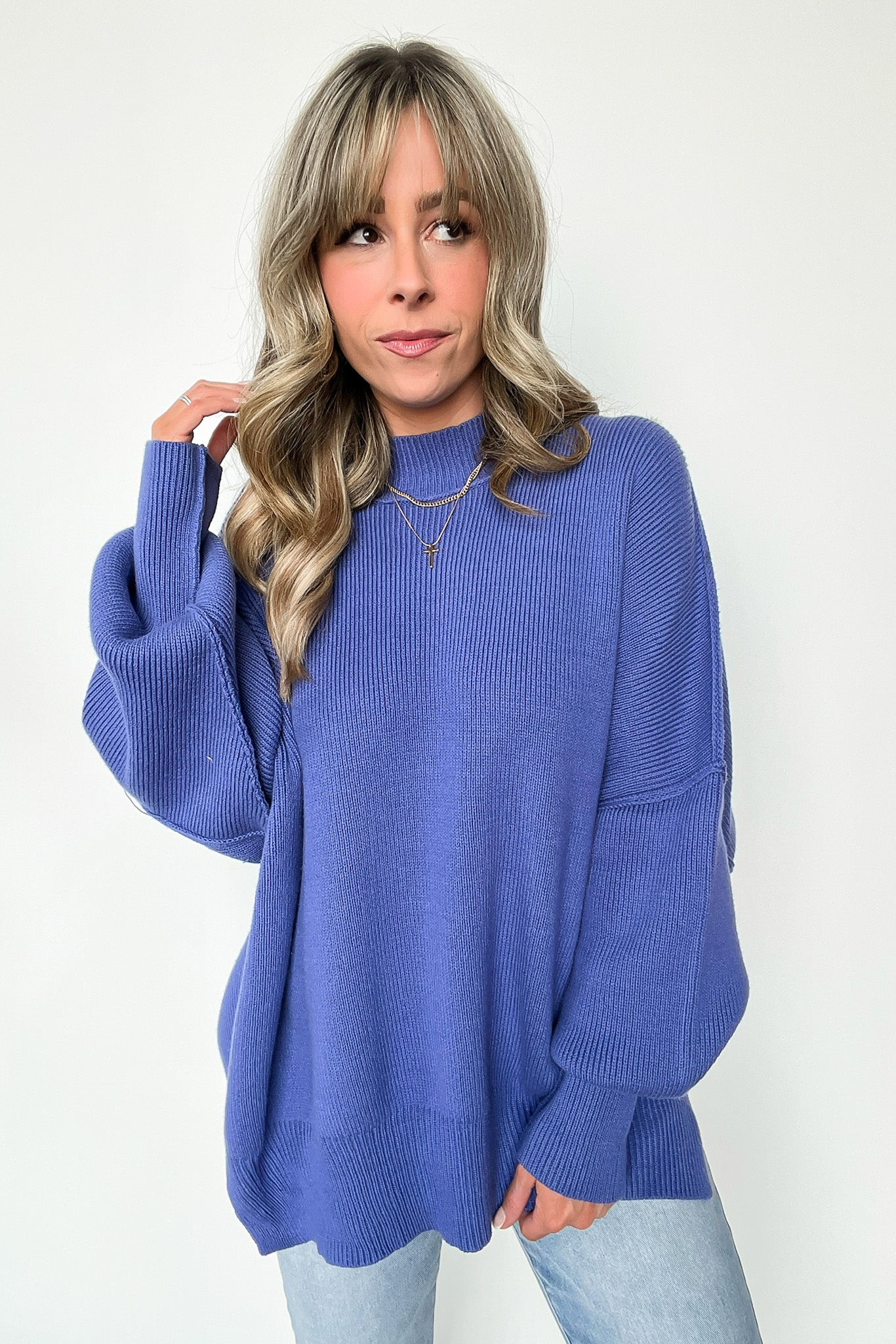 L’Appartement side slit knit ブルーA Julien Knit Side Slit Pullover - FINAL SALE · Madison + Mallory