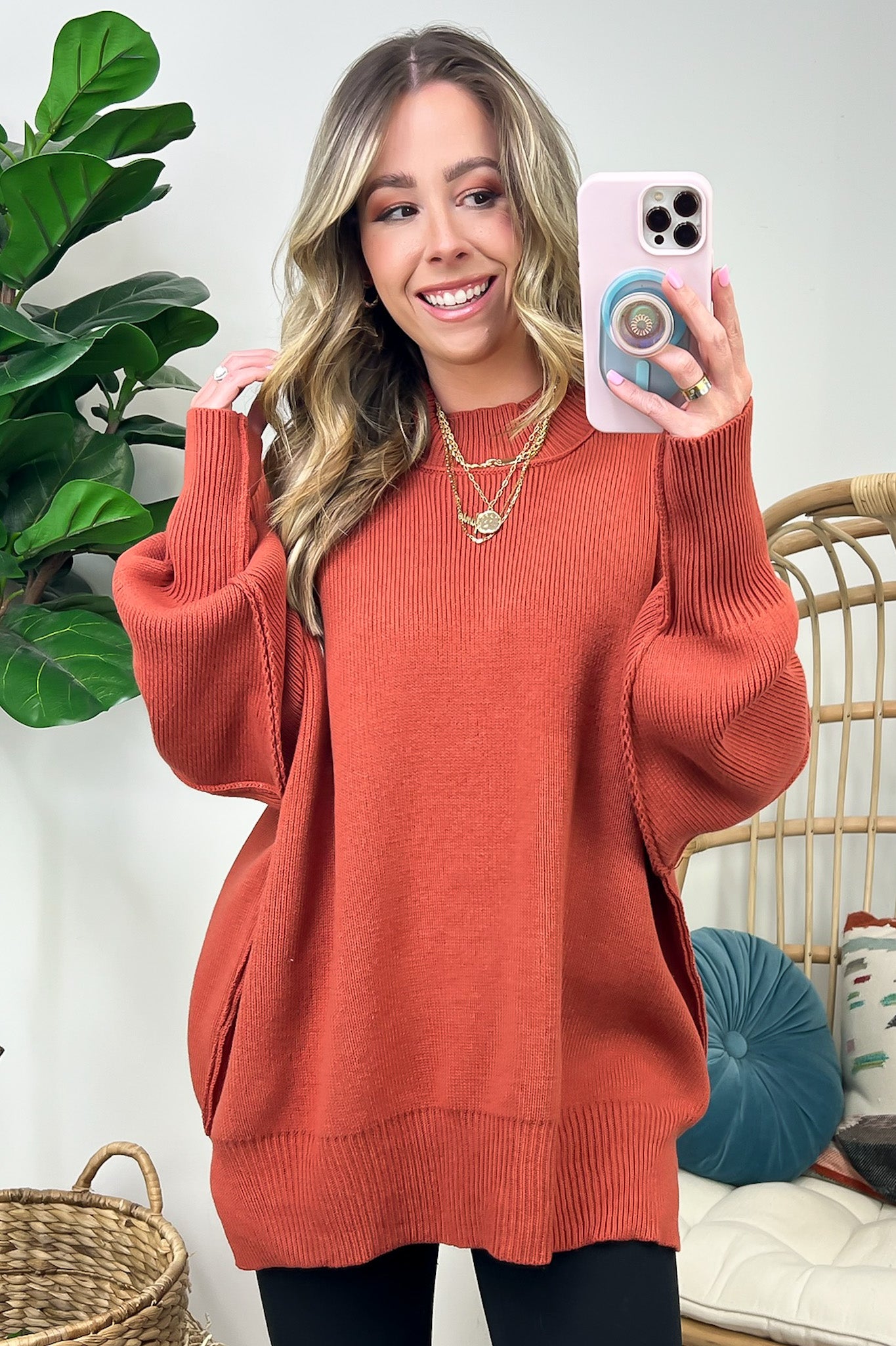  Simple Street Side Slit Oversized Sweater - BACK IN STOCK - Madison and Mallory