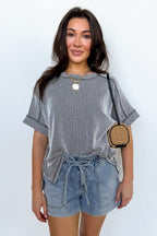Simple Adoration Rib Knit Raw Edge Top - BACK IN STOCK