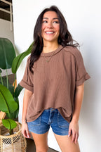 Simple Adoration Rib Knit Raw Edge Top - BACK IN STOCK - Madison and Mallory