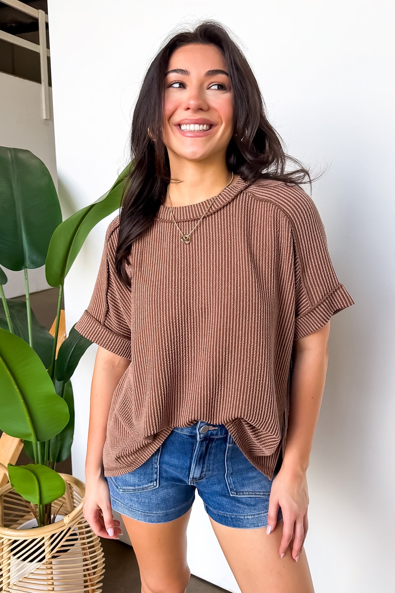 Simple Adoration Rib Knit Raw Edge Top - BACK IN STOCK - Madison and Mallory