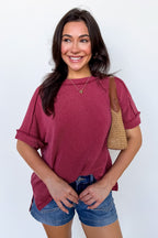 Simple Adoration Rib Knit Raw Edge Top - BACK IN STOCK