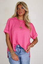 Simple Adoration Rib Knit Raw Edge Top