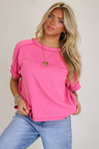 Simple Adoration Rib Knit Raw Edge Top
