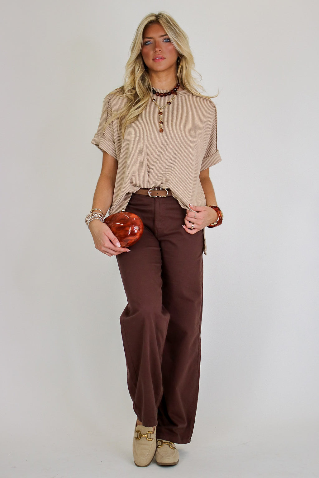 Simple Adoration Rib Knit Raw Edge Top - Madison and Mallory