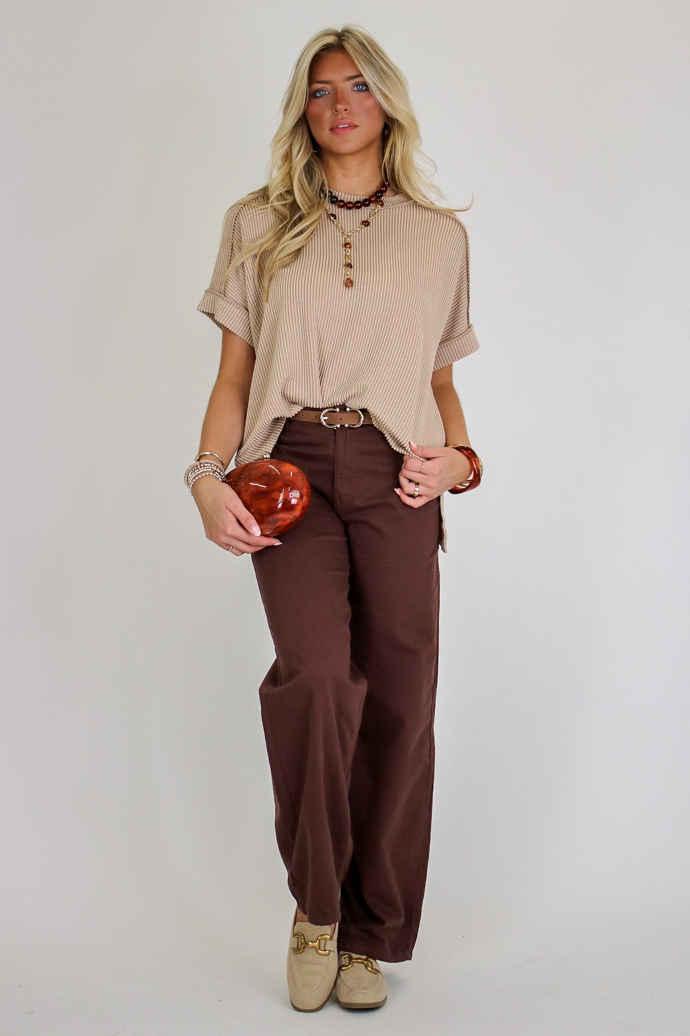 Simple Adoration Rib Knit Raw Edge Top - Madison and Mallory
