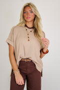 Light Mocha / SM Simple Adoration Rib Knit Raw Edge Top - Madison and Mallory