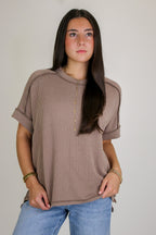 Simple Adoration Rib Knit Raw Edge Top - Madison and Mallory