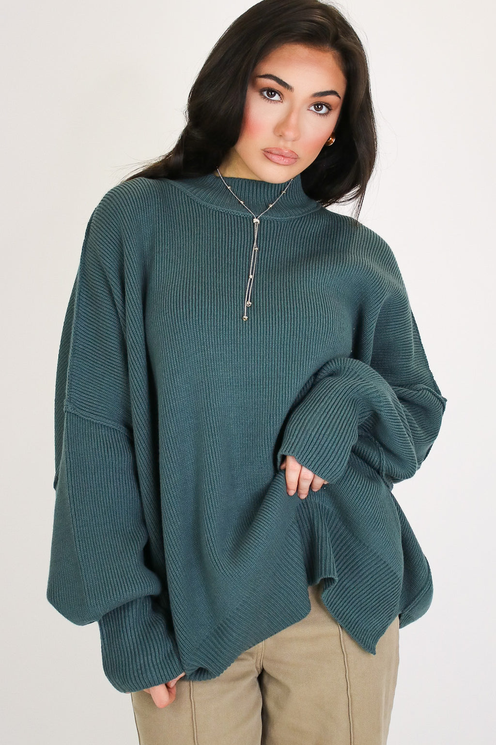 Simple Street Side Slit Oversized Sweater - Madison and Mallory