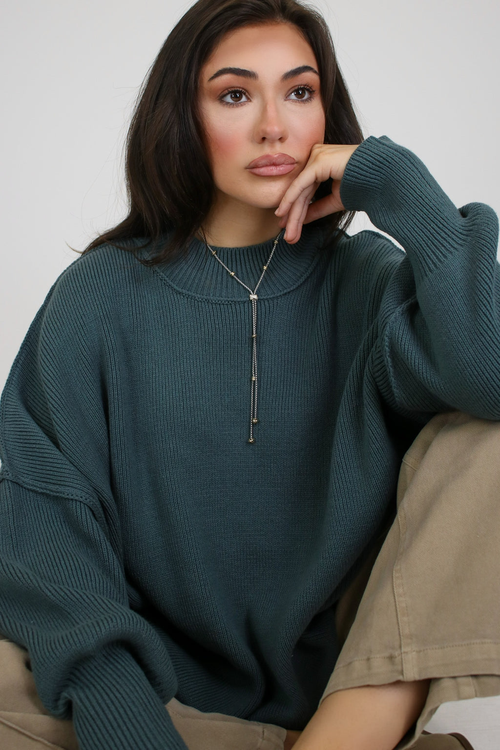 Simple Street Side Slit Oversized Sweater - Madison and Mallory