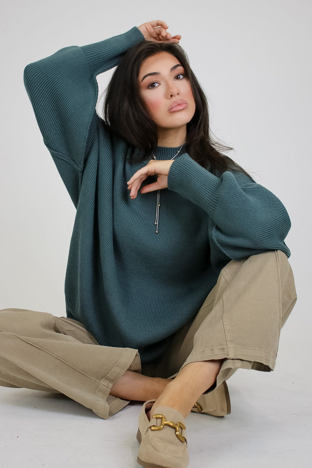 Ash Jade / SM Simple Street Side Slit Oversized Sweater - Madison and Mallory