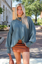 Simple Street Side Slit Oversized Sweater