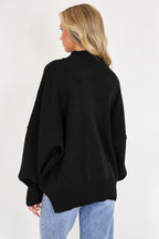 Simple Street Side Slit Oversized Sweater