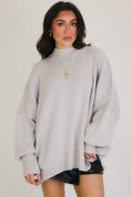 Bone / SM Simple Street Side Slit Oversized Sweater - Madison and Mallory