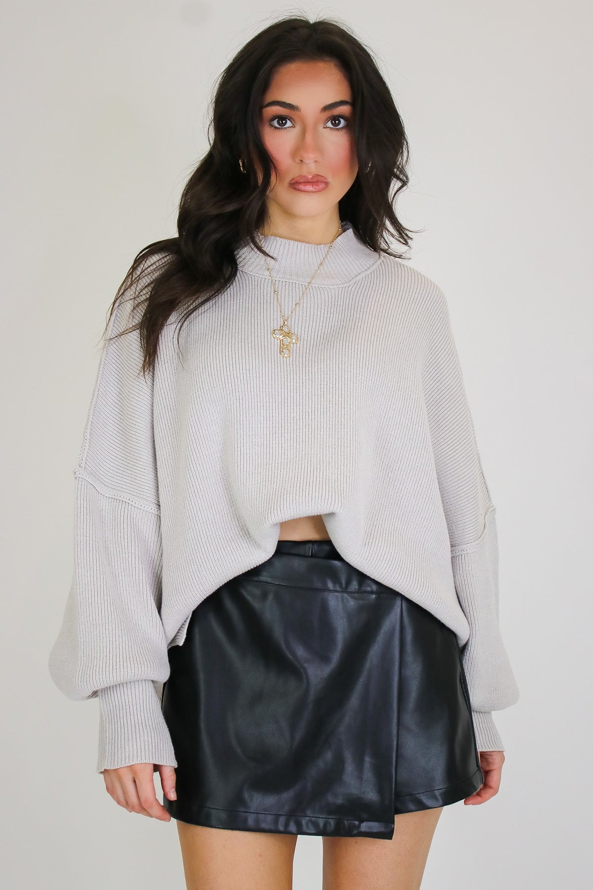 Simple Street Side Slit Oversized Sweater - Madison and Mallory