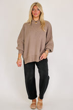 Simple Street Side Slit Oversized Sweater - Madison and Mallory